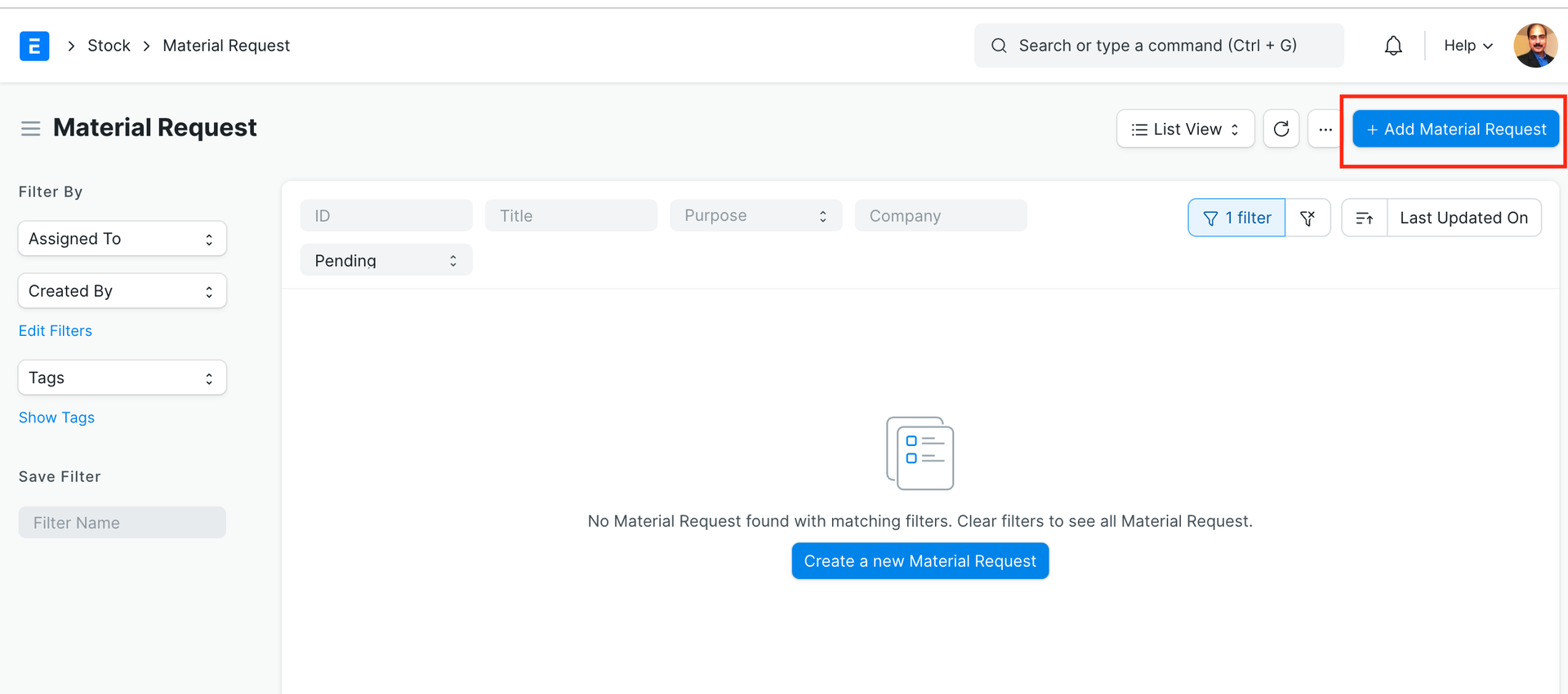 How to create a Material Request